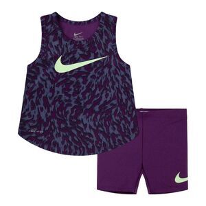 Nike Childrens/Kids Veener Animal Print Top & Shorts Set / Purple